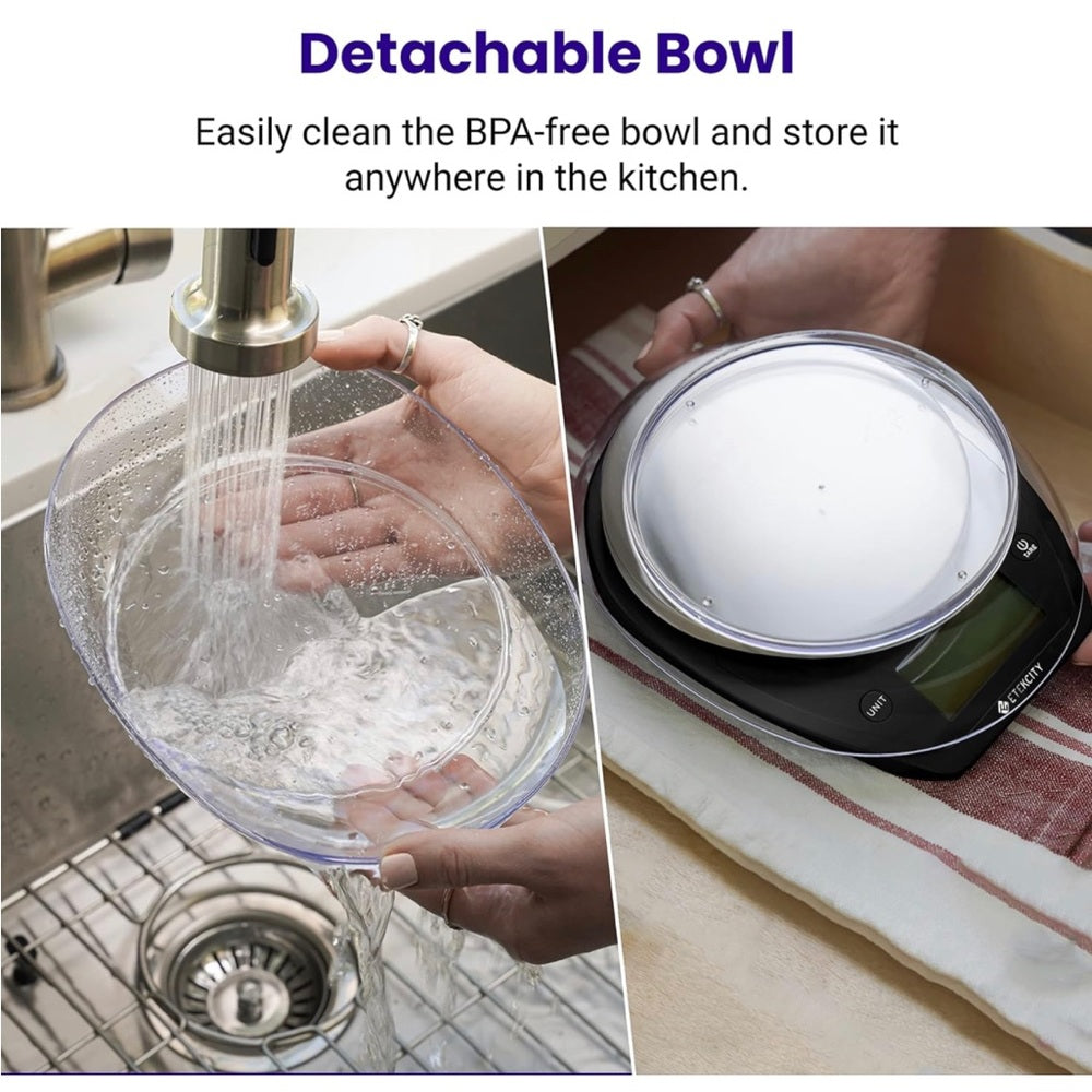 🆕 Etekcity Digital Food Scale Bowl- Stainless Steel Black