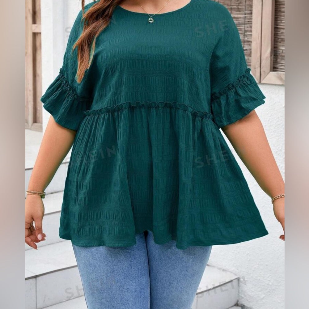 🆕 Women's Fashion Solid Color Ruffle Sleeve Shirt