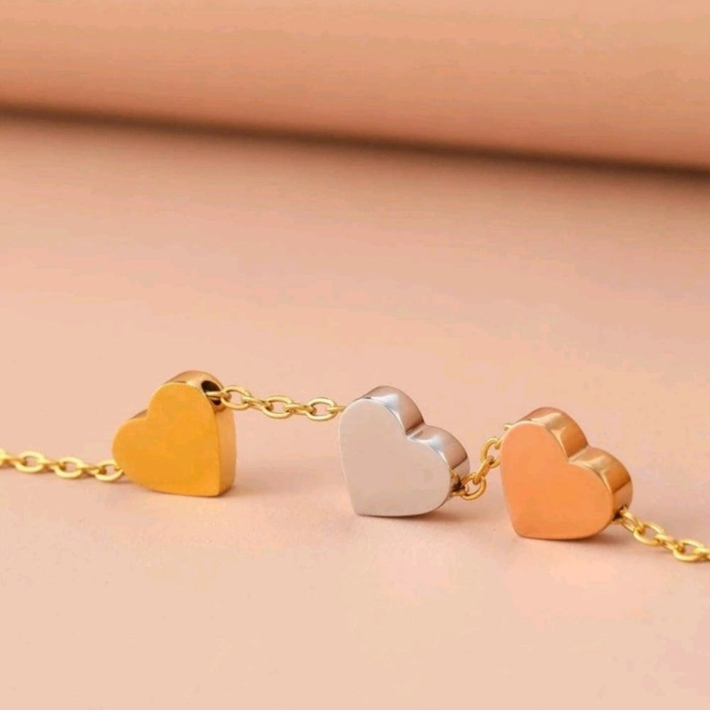🆕 Gold, Silver, and Rose Gold Heart Necklace