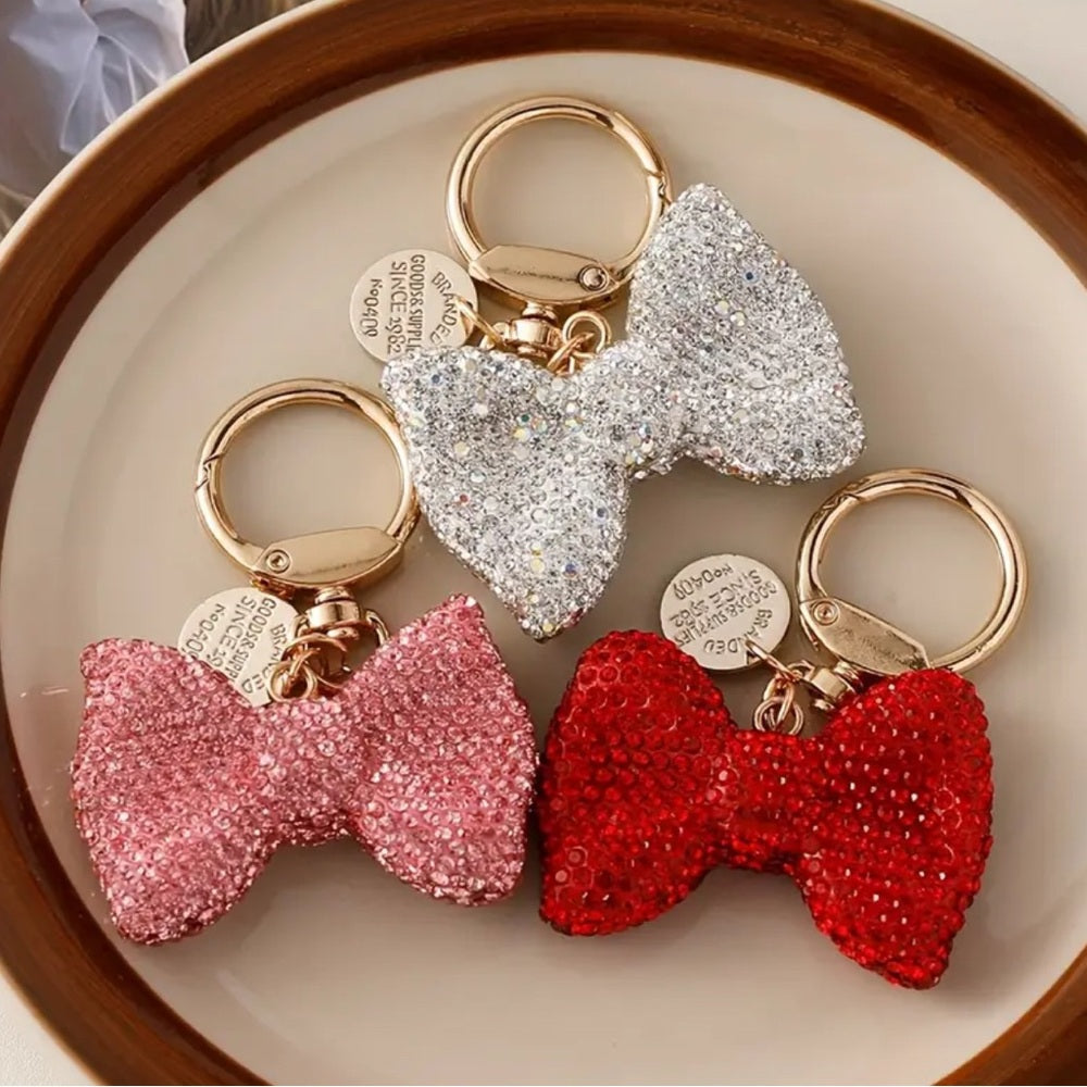 🆕 Sparkling Bow Keychain - Red