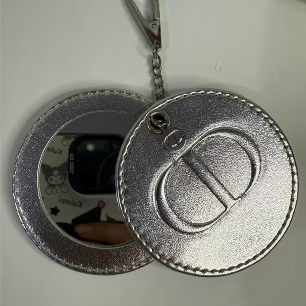 Silver Lambskin Dior Mirror Keychain