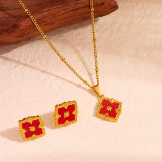 🎉Host Pick🎉- Stainless Steel Red Flower Earrings