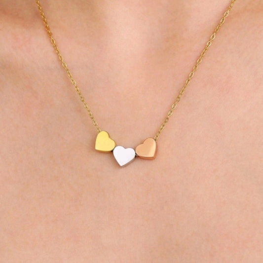 🆕 Gold, Silver, and Rose Gold Heart Necklace