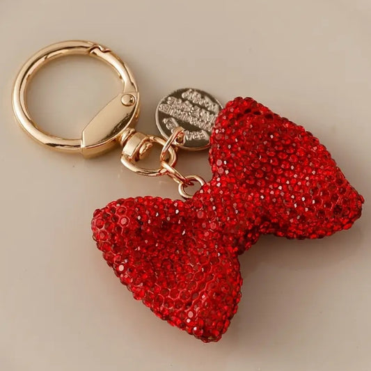 🆕 Sparkling Bow Keychain - Red