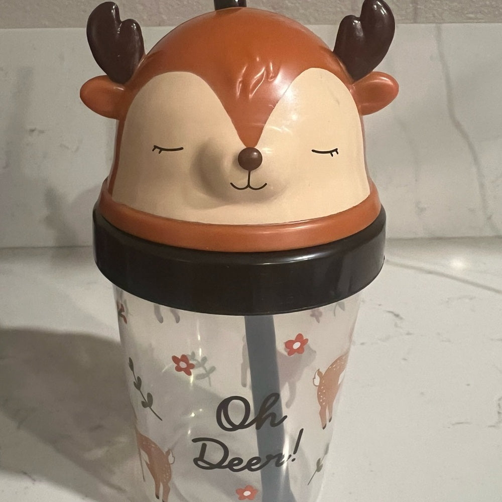 Cute Deer Sippy Cup with Straw