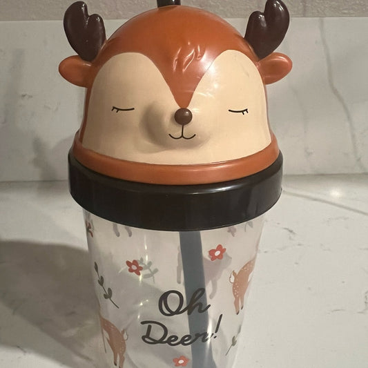 Cute Deer Sippy Cup with Straw