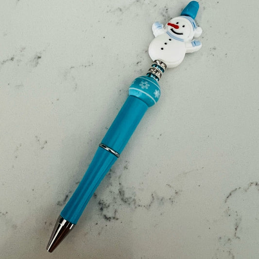 Snowman Themed Blue Pen