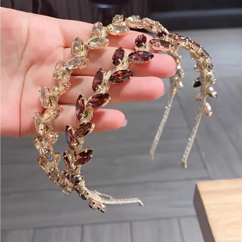 Elegant Rhinestone Leaf Headband