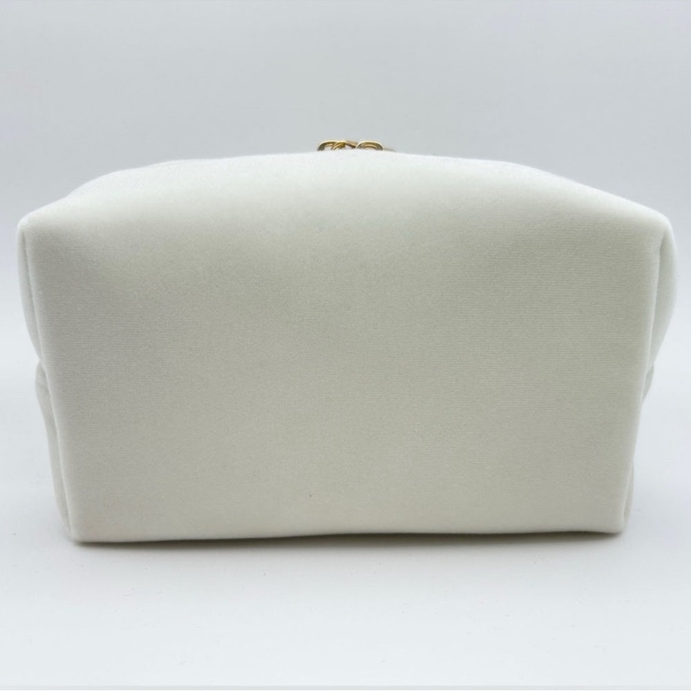 Dior White Cosmetic Bag with Gold Accents