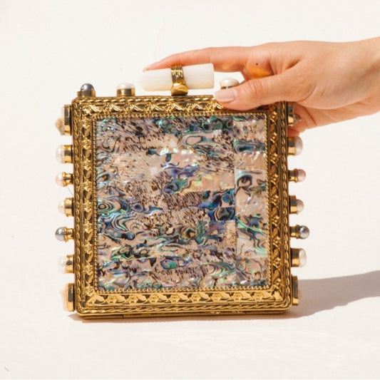 RAMLA Gold and Iridescent Box Clutch