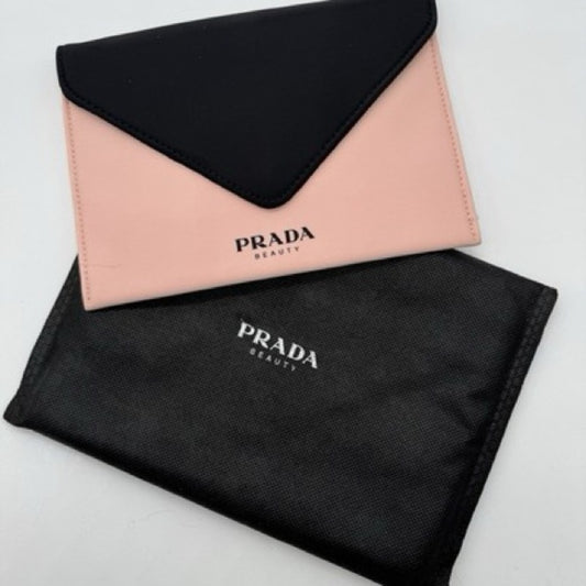 New Prada Beauty Pink and Black Envelope Clutch