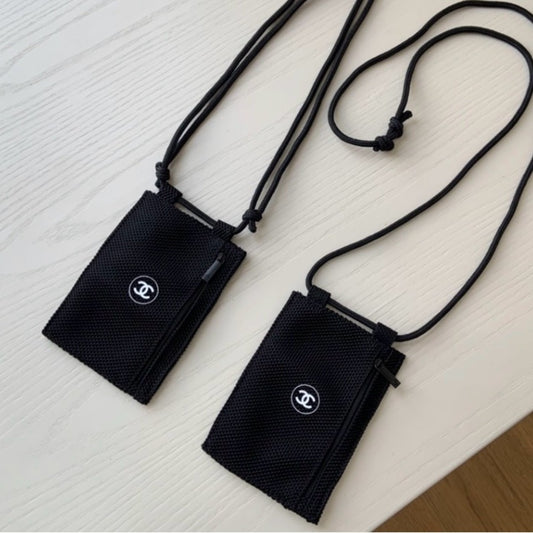 CHANEL Black Mini Passport Mesh Bag