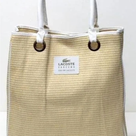 Lacoste Tan and White Tote Bag
