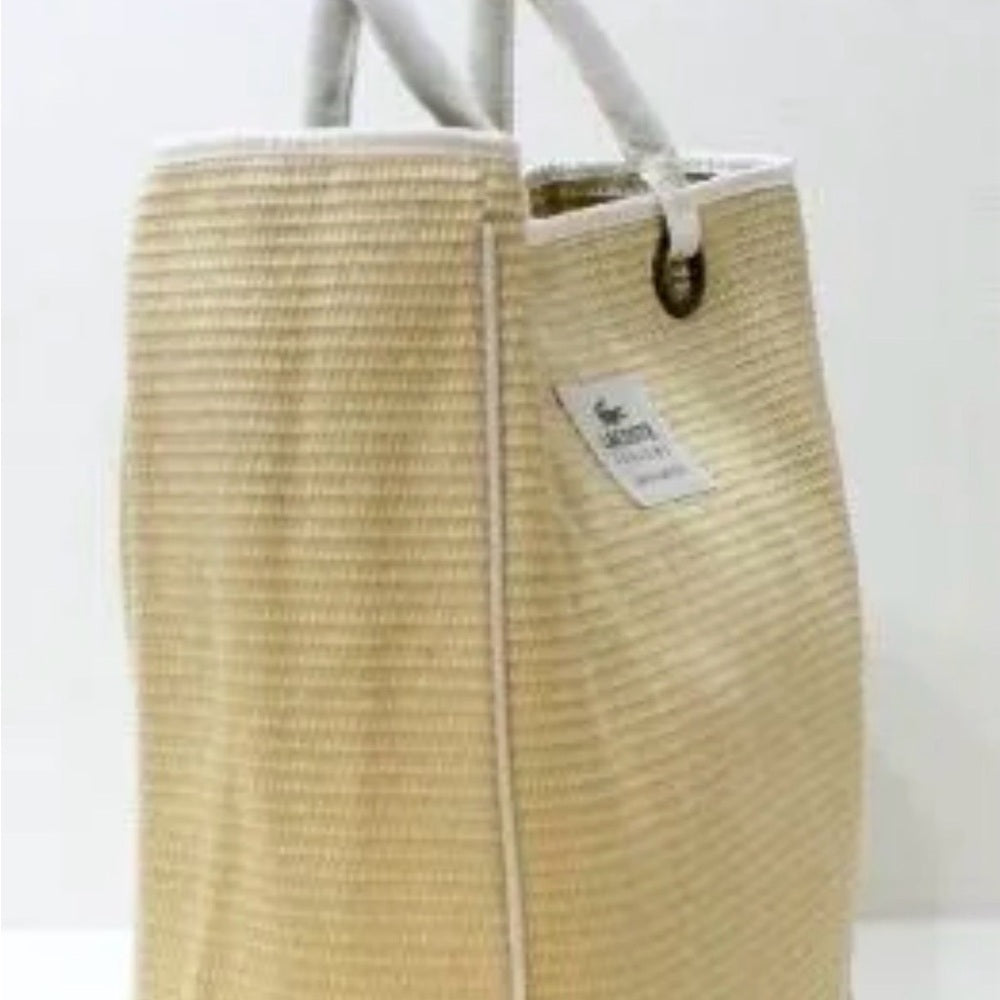 Lacoste Tan and White Tote Bag