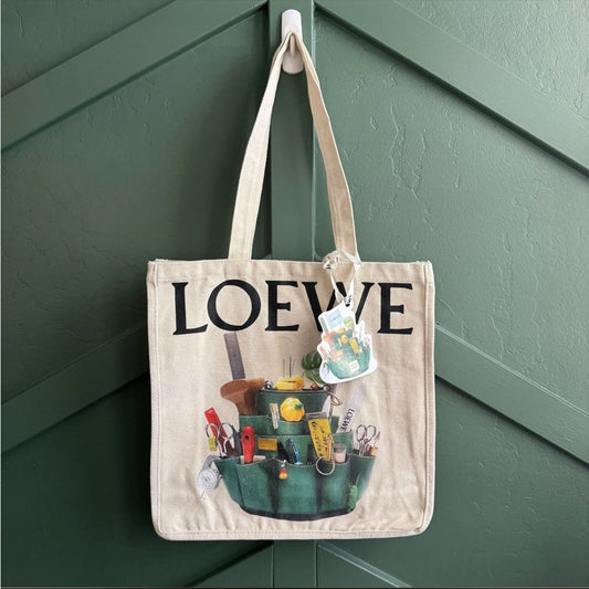 Loewe Beige Tote with Artistic Print