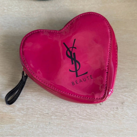 YSL Pink Heart-Shaped Cosmetic or Jewelry Bag