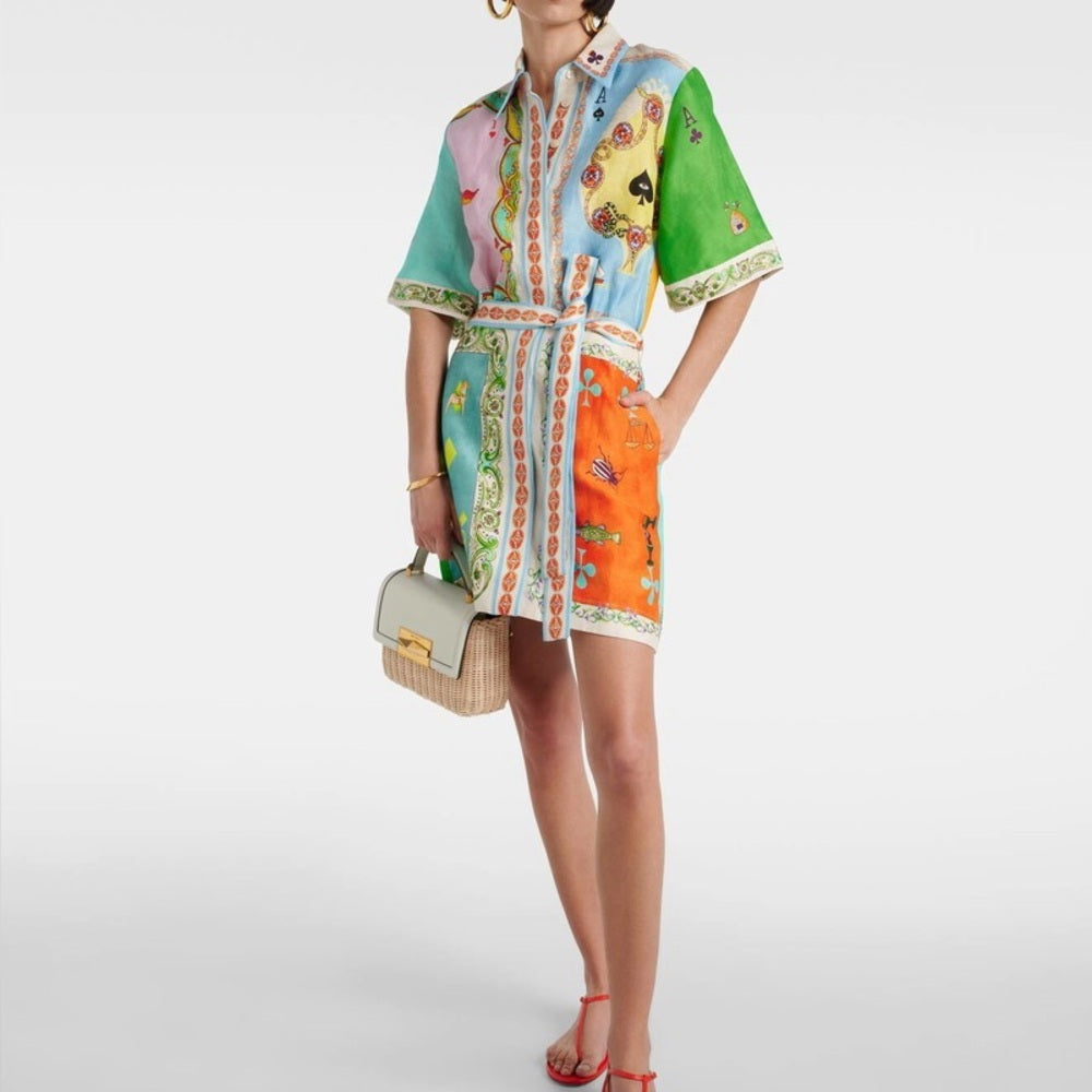 Colorful Patterned Mini Dress